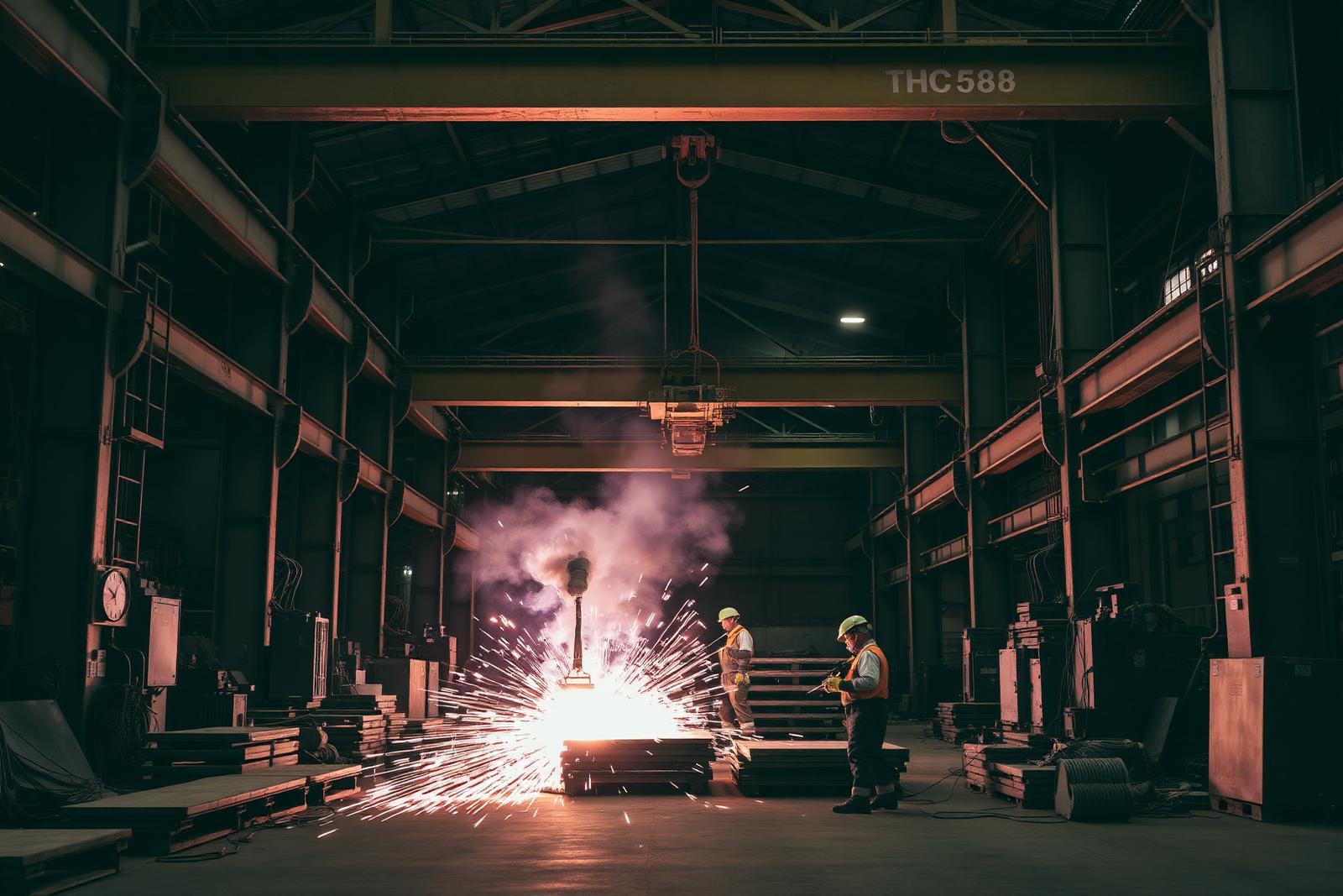 Recycling processing line inside an industrial facility